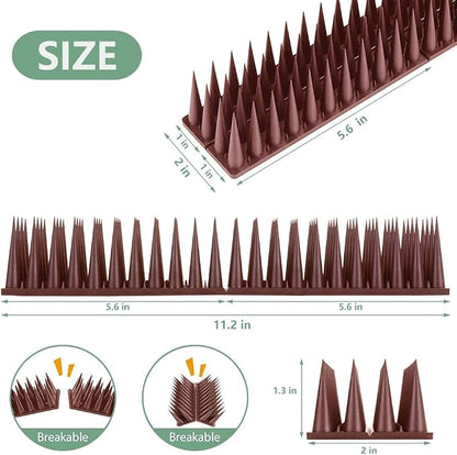 Bird Spikes, 18.7 Feet Bird Guard Spikes for Squirrel Cat Raccoon and Other Small Animals, Pigeon Spikes for Outdoor Fences and Roofs, Durable Plastic Bird Barrier Strips(20 Pack)