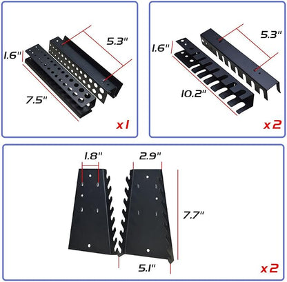 JZD Metal Wall Cabinet with Two Removable Shelves for Tool Organization, Included 22 Hooks, for Mechanics Garage Utility Room