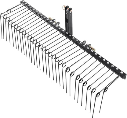 VEVOR Tow Behind Landscape Rake, 72" Lawn Dethatcher Rake with 32 Steel Tines, Attaches to Category 1, 3 Point Hitch for Tractor, Heavy Duty Tow Dethatcher for Leaves, Pine Needles, Straw, and Grass