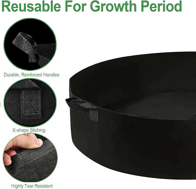 ZtohPyo 2-Pack 50 Gallon Plant Grow Bags, Large Fabric Raised Garden Bed with Handles,Durable Garden Beds Planters Aeration Gardening Container to Grow Vegetables for Outdoor Plants