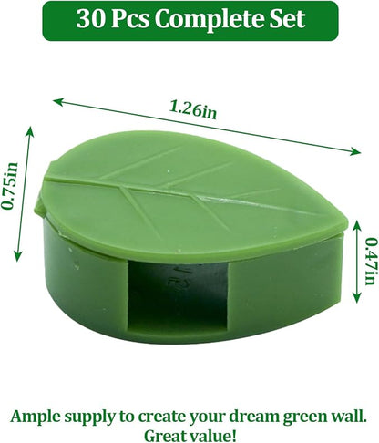 Plant Wall Clips for Climbing Vines Green Garden Stem Holder with Adhesive Climbing Wall Fixture Clips for Indoor Wall Decor, Office, Home (30 Packs)