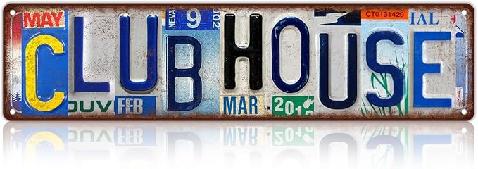 Vintage Club House Street Sign Wall Decor Metal Tin Signs