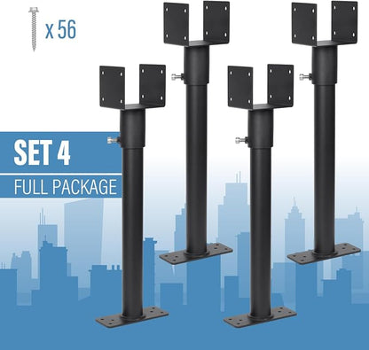 2 Pack 304 Stainless Steel 3.6" Heavy Duty Saddle Roof Riser for Patio Pergolas, 18-1/4" High (Black)