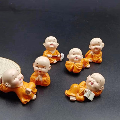 8Pcs Little Buddha Statue Mini Baby Monk Figurines Small Buddhas Figures for DIY Zen Garden Car Dashboard Office Tabletop Shelf Home Decoration