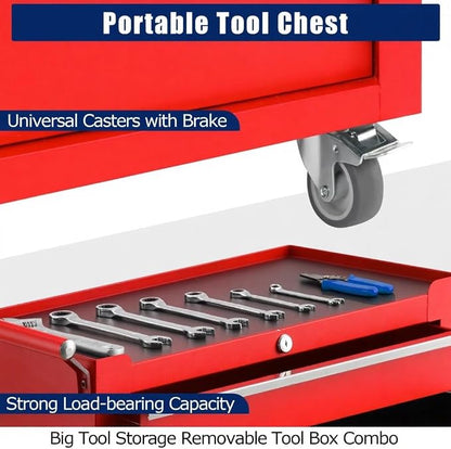 Rolling Tool Chest, 5 Drawers Tool Storage Cabinet with Wheels, Portable Tool Cabinet Organizer with Locking System & Drawer Liners,Universal Lockable Wheels, Tool Storage Cart for Garage, Workshop