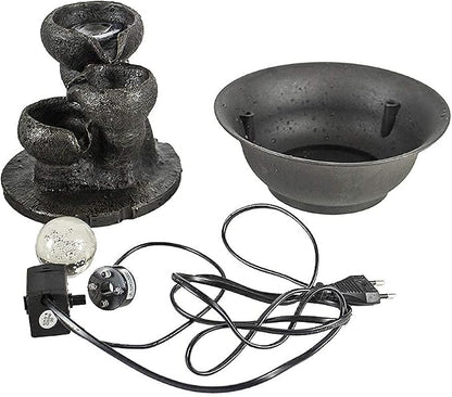 Ferrisland Indoor Tabletop Water Fountain, Desktop & Table Waterfall Fountains, Relaxation Fengshui Home Decor with LED Light for Home Office Bedroom House Warming Gift Idea (Three Stairs)