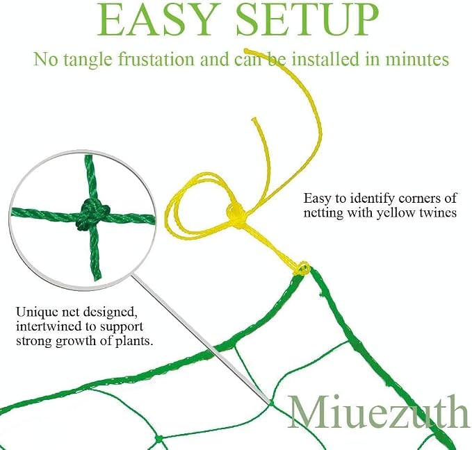 Trellis Netting for Climbing Plants - Heavy Duty Garden Trellis Netting for Cucumber, Vine, Fruits & Vegetables Tomato Plants Trellis Net, Climbing Vining Plants (2-Pack 8.2' x 6.6'Ft)
