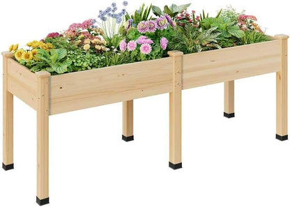 Wood Raised Garden Bed, 72x24x30in Elevated Wooden Planter Box with Legs Standing Growing Bed for Backyard, Patio, Balcony with Bed Liner, 200 Pound Capacity