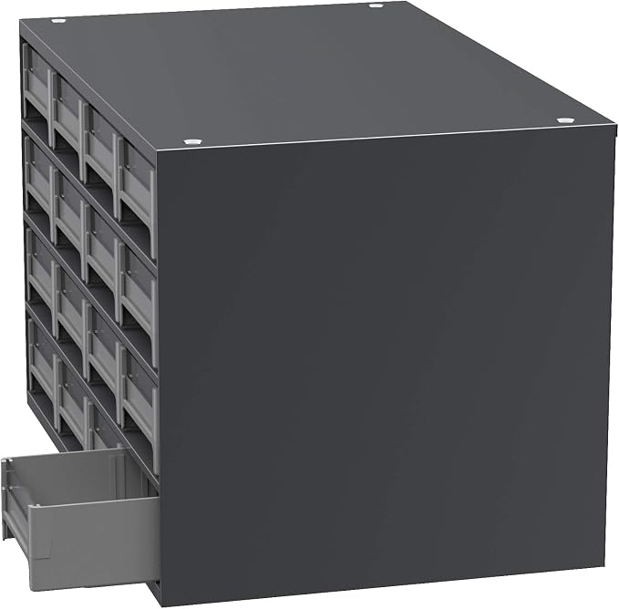 Akro-Mils Steel Garage Storage Cabinet, Small Parts Organizer Metal Cabinet for Hardware, Nails, Screws, Bolts, Nuts, and More, 17" W x 11" D x 11" H, 16-Drawer, Gray Cabinet/Gray Drawers (19416)