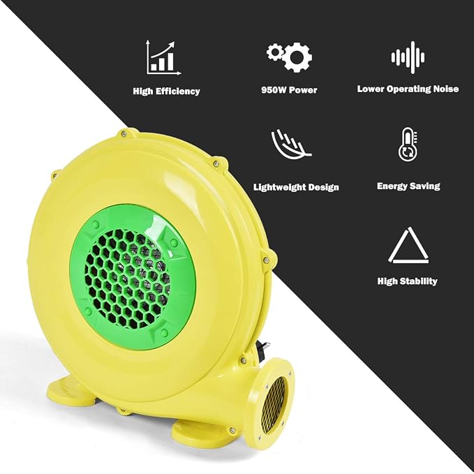 COSTWAY Bounce House Blower 480 Watt 0.64HP for Inflatable Bounce House Bouncy Castle,Yellow/green