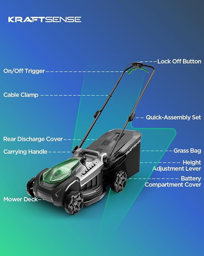 18" Cordless Lawn Mower, 40V Electric Lawn Mower with 2x8.0Ah Batteries & Charger, Brushless Motor, 50L Grass Bag, 2-in-1 Mulching & Bagging, 6-Position Height Adjustment