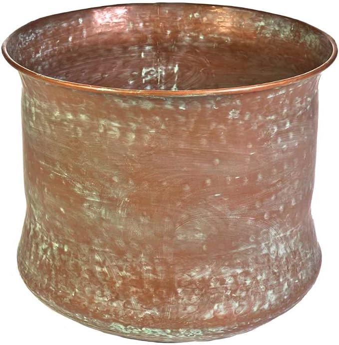 CobraCo – Copper Finish Cylinder Hose Holder – 17 in. x 13 in. Powder‑Coated Metal – For Garden Hose Storage | Patio Décor | Outdoor Organization