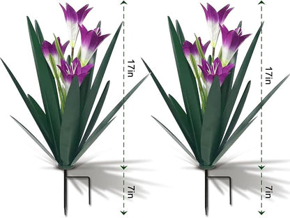 Homight Metal Agave Plant Outdoor Decoration Lily Mexican Yard Art Garden Gift Home Decor Hand Painted Metal Agave Garden Yard Statue, Outdoor Lawn Ornaments (2 Big Purple Lilies)