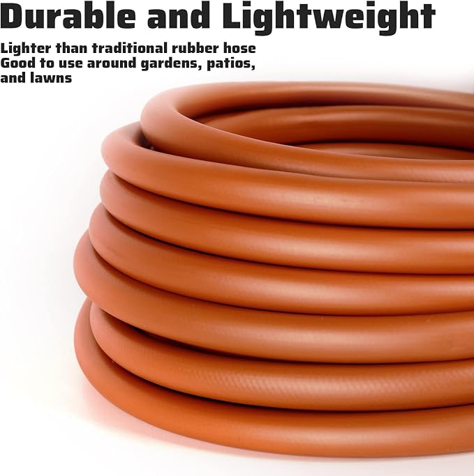 Worth Long Lead-in Hybrid Garden Hose 5/8 in. x 50 ft. -Kink Free, No Leaking, Male/Female Fittings -Heavy Duty Durable Flexible Lightweight Water Pipe -Brass Aluminum Ends for Household & Yard Use