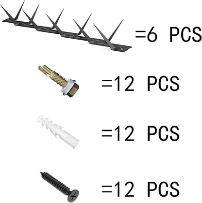 6 Pcs Anti-Climb Rust-Proof Metal Spikes for Fence, Wall, Gate | and Animal Deterrent Spikes, Suitable for Home and Garden Fences, Fits Various Lengths - Heavy Duty.