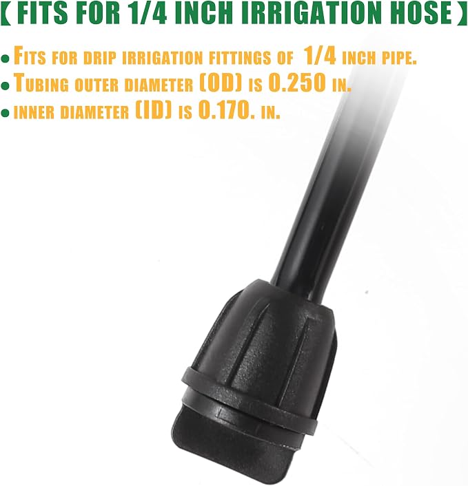 50 Pcs 1/4 Inch Irrigation Tubing End Plugs Fittings,(0.17" ID x 0.25" OD) Lock Barbed End Plugs for 1/4" Tubing Drip Line Plugs End Cap for Drip Irrigation System Connection Parts (Black-End Cap)