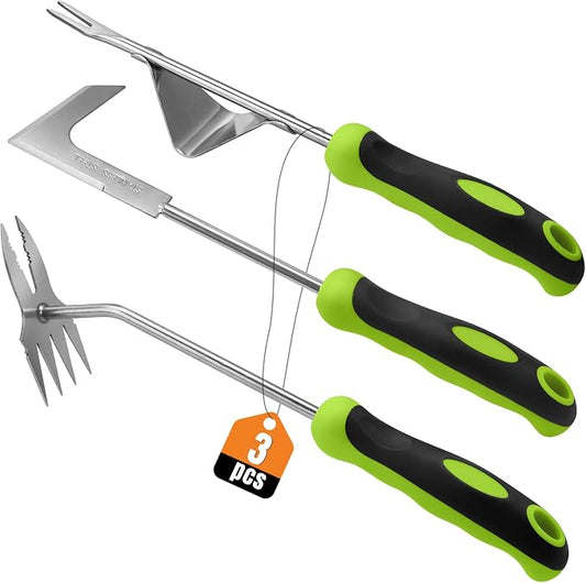 Weed Puller Kit, Crack Weeder Crevice Weeding Tool, Stainless Steel L-Shaped Hand Weeder Tool, Portable Manual Weed Puller Tool for Garden, Patio Lawn, Planting Weeding - 3 Pack