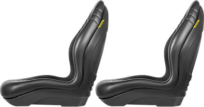 VEVOR Universal Tractor Seat Replacement 2 Pcs Compact High Back Mower Seat, Black Vinyl Forklift Seat, Central Drain Hole Skid Steer Seat with Mounting Bolt Patterns of 8" x 11.5" & 11.25" x 11.5"
