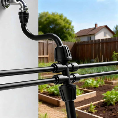 RedChili 8 Pcs Quick Connect 1/2" to 1/4" Drip Irrigation Fittings, Dripline 1/2 Inch (1/2" ID x0.6-0.65" OD) To 1/4 Inch Reducing Tee Adapter Drip Tubing 1/2" to 1/4" Irrigation 6 Way Connectors