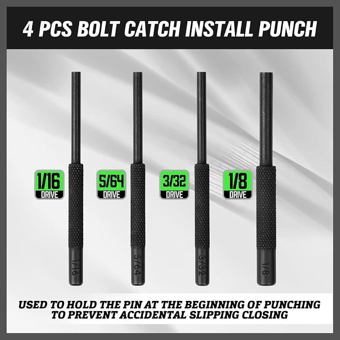 7-Piece Premium Roll Pin Starter Punch and Install Punch Set - 1/16, 5/64, 3/32, 1/8-inch