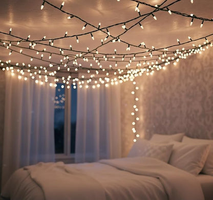 Brite Star 100 Count Mini String Christmas Lights, Red - 22 feet Indoor/Outdoor Christmas Tree Lights with Green Wire
