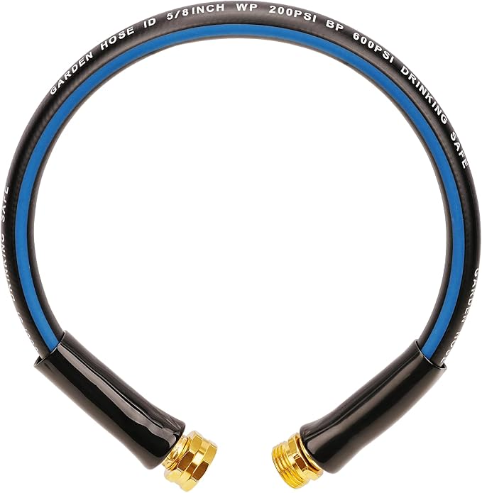 SheeChung Short Garden Hose 2ft x 5/8",Leader Hose for Hose Reel Faucet,Flexible,Lightweight Rubber Hose with Male to Female Fittings,Small Water Hose Heavy Duty,Kink Free,3/4"GHT