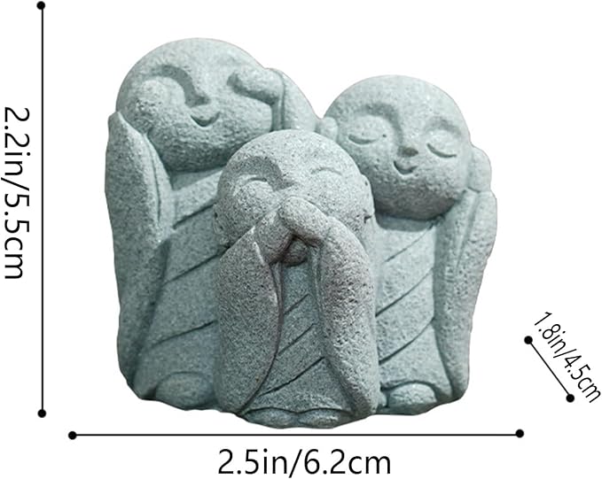 livelyfish Japanese Monk Statue Praying Zen Sandstone Mini Buddha Statues Asian Garden Sculptures for Wealth Good Luck Feng Shui Home Decor, J