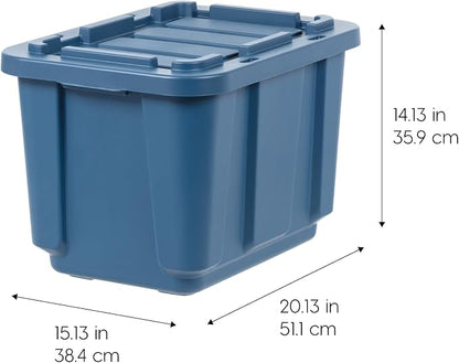 IRIS USA 4-Pack 12 Gallon Storage Bins with Lids |Made in USA| Heavy Duty Eco-Friendly Plastic Tote Containers for Truckbed Tool Box Organization, Large - Navy