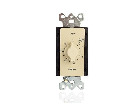 NSI A512H Tork Spring-Wound in-Wall Twist Timer with 12-Hour Length and Ivory Faceplate for Automatic Shutoff of Fans or Light