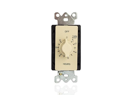 NSI A512H Tork Spring-Wound in-Wall Twist Timer with 12-Hour Length and Ivory Faceplate for Automatic Shutoff of Fans or Light