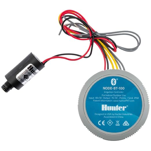 Hunter NODE-BT-100 Battery Sprinkler Timer, 1-Zone Controller with Solenoid | Bluetooth battery irrigation controller with DC-latching solenoid, app control, for drip or remote systems