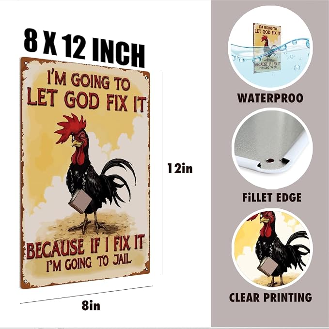 mmiishe Metal Signs Funny Chicken Coop Accessories Vintage Decor Chicken Gifts for Coop Garden Kitchen Fences Gate Retro Wall Art Rustic Decor Birthday Anniversary Decoration Metal Tin Sign