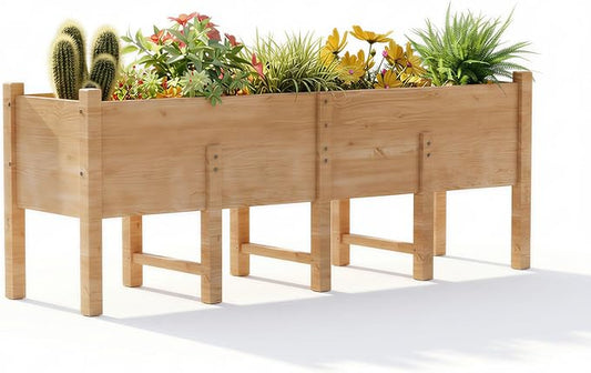 TABU 87x22x32in Raised Garden Bed, Wooden Outdoor Planting Kit, 15In Depth | Ergonomic Elevated Planter Box with Drainage Holes & Legs, Sturdy Structure, for Patio & Backyard Vegetables, Herb, Flower