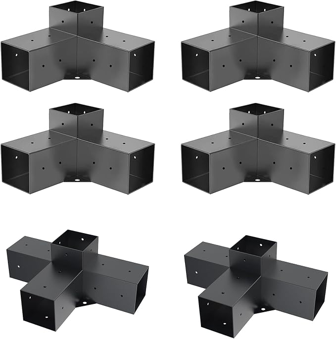 Pergola Kit, Pergola Brackets 3-Way Brackets and 4-Way Brackets Kit for Woodworks DIY Post Base, Wooden Beams for Gazebos, Patio Pergolas, Log Cabin Outdoor Pergola Hardware for 4x4 Lumber