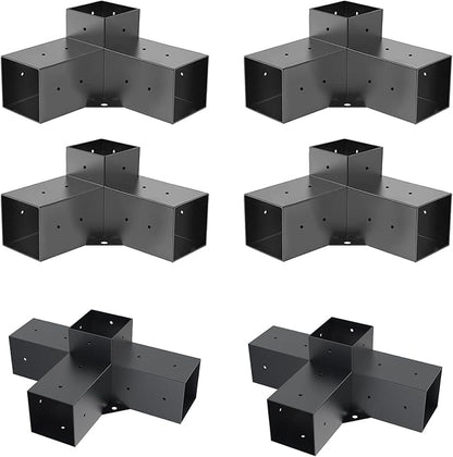 Pergola Kit, Pergola Brackets 3-Way Brackets and 4-Way Brackets Kit for Woodworks DIY Post Base, Wooden Beams for Gazebos, Patio Pergolas, Log Cabin Outdoor Pergola Hardware for 4x4 Lumber