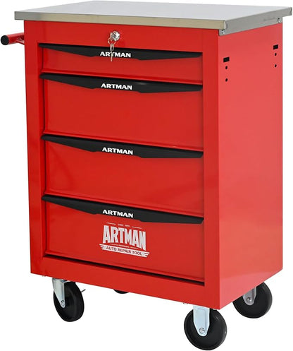 KEIKI 4 Drawers Tool Cart on Wheels,Multifunctional Rolling Tool Chest Tool Storage,Drawers Rolling Tool Trolley Organizer Tool Case for Garage, Warehouse, Workshop, Repair Shop (Red)