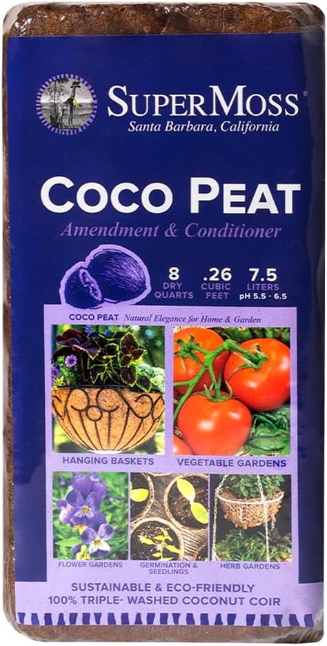 SuperMoss (23278) Coco Coir Seed Starting Mix High Expansion Buffered Coconut Peat Brick Soil, Natural, 650g