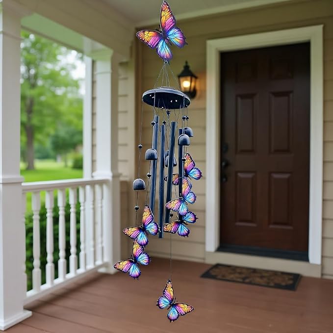 Wind Chimes for Outside,Metal Windchimes Outdoors,Wind Bells Hanging Decorate for Patio,Garden,Backyard or Porch,Gardening Gifts for Bird Lover,Women,Men/Mom,Birthday Party Decorations (Dragonfly)