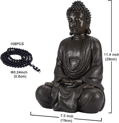 Goodeco 11.4" Meditating Buddha Statue Home Decor - Meditation Gifts for Room/Garden/Patio/Deck/Porch Yard Art Decoration, Zen Decor Buda Statue