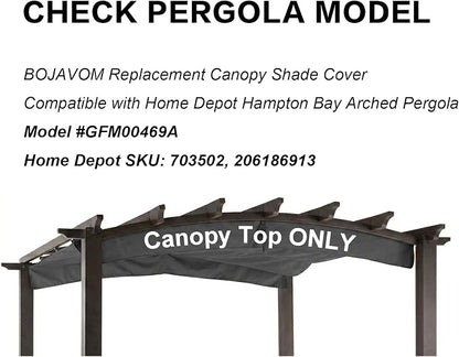 Pergola Shade Cover Replacement Canopy Top Compatible with Home Depot Hampton Bay Arched Pergola Model #GFM00469A - Gray(Canopy Top Only)