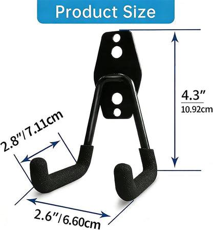 GeeWatom 2 Pack Garage Storage Utility Hooks，Garage Garden Tool Organizer，Steel Wall Mount Hooks, Garden Small U Hooks (Matte Black)