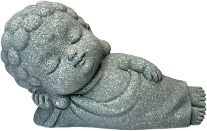 livelyfish Sleeping Buddha Statue Sandstone Buddha Figurine Zen Buddhism Sculpture for Aquarium Fish Tank Garden Home Decor (S)