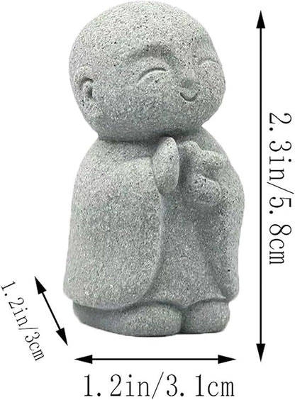 livelyfish Japanese Monk Statue Praying Zen Sandstone Mini Buddha Statues Asian Garden Sculptures for Wealth Good Luck Feng Shui Home Decor, J