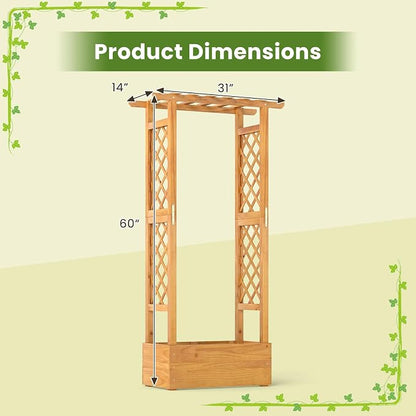S AFSTAR Wooden Raised Garden Bed with Trellis, 60" Elevated Planter Box with Hanging Roof & Open-Ended Base for Climbing Vine Flower Herb Vegetable, Outdoor Plant Container for Patio & Yard
