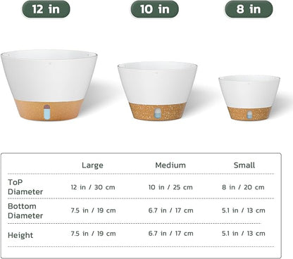 ZMTECH 2 Pack 12 Inch Hanging Planters for Indoor Plants, Large White Self Watering Hanging Planter with Visible Water Level & Removable Tray, Decorative Flower Pots for Outdoor Garden