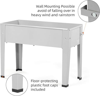 Raised Garden Bed, Garden Raised Planter Box with Legs, Galvanized Garden Planter for Herbs and Vegetables, 24" Grey