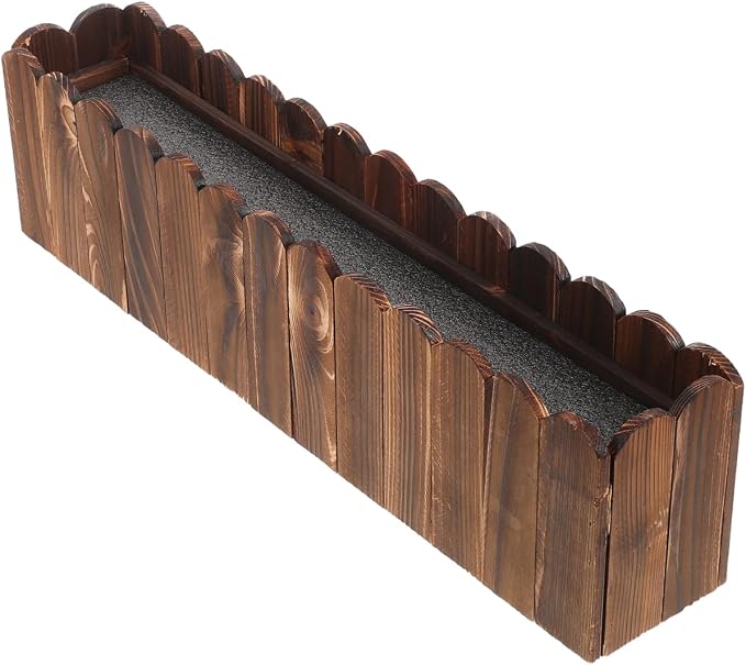 DOITOOL Wooden Picket Fence Planter Box 19.29X5.11X3.54In Window Flower Box for Home Garden Wedding Party Office Decor with Foam Inserts DIY Plant Basket Container