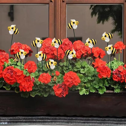 10Pcs Bee Garden Stakes Decor, Flower Pot Bed GardenDecorGarden Stakes Decorative, Metal Yard Art Ornaments,Outdoor Lawn Pathway Patio Plant Pot Flower Bed Decorative Stakes, (10Pcs)