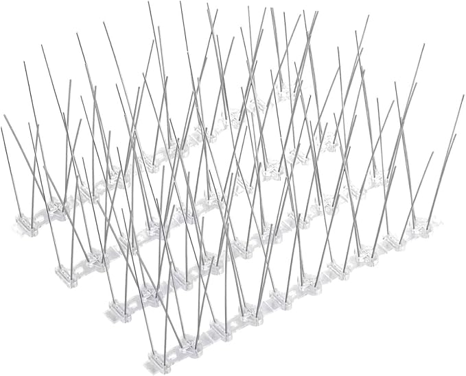 Bird Spike Deterrent Spike for Small Bird and Squirrels, Pigeon Spikes with Plastic Base for Fence and Roof