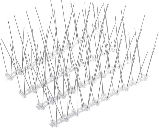 Bird Spike Deterrent Spike for Small Bird and Squirrels, Pigeon Spikes with Plastic Base for Fence and Roof